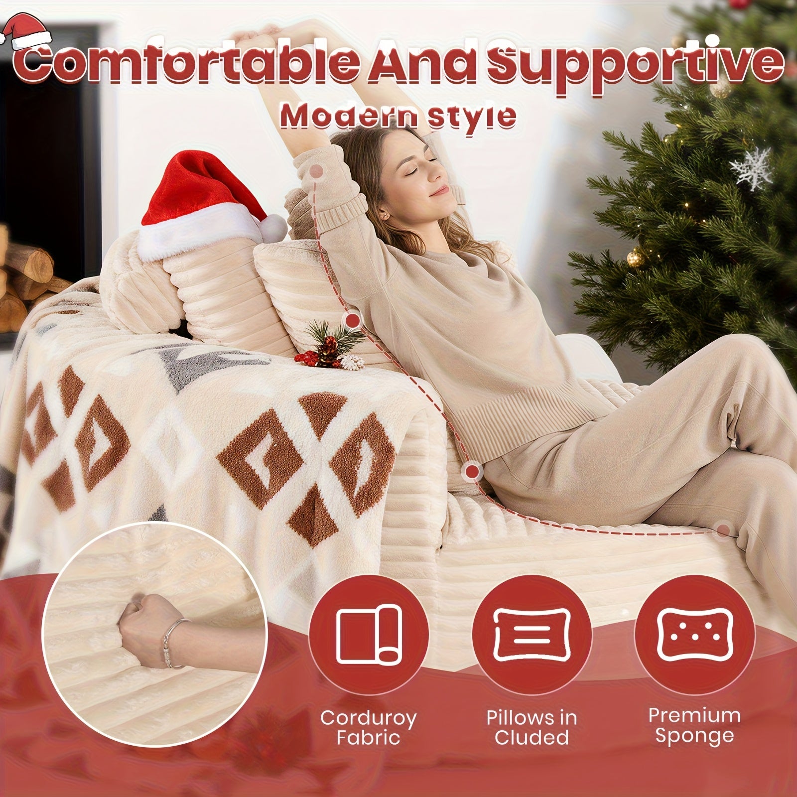 55-inch Extra Large Round Indoor Recliner, Modern Corduroy Deep Seat Single Cloud Lounge Floor Sofa Chair for Living Room, Bedroom, Apartment, No Installation Required