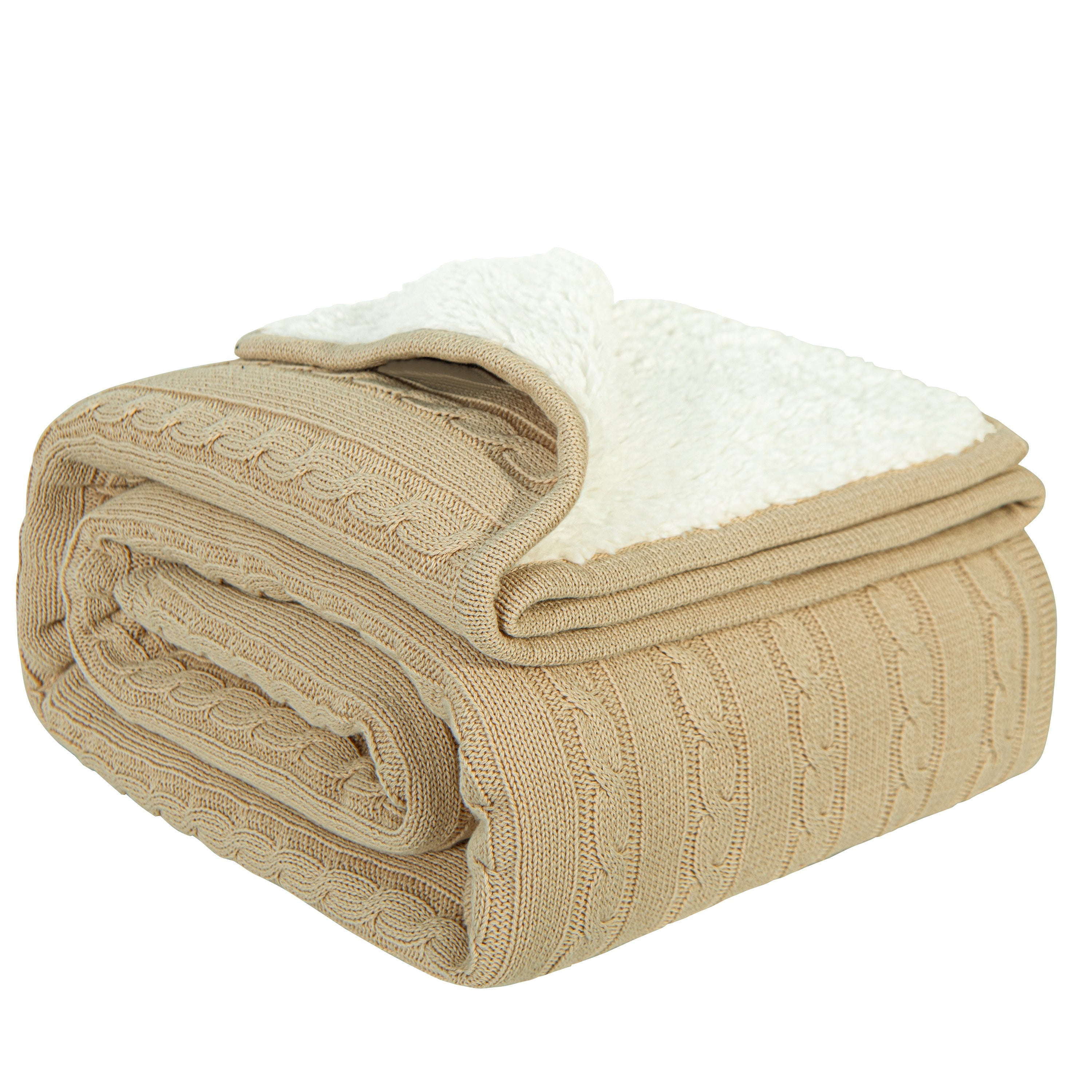 Ultra-Soft Thickened Cable Knit Throw Blanket - Multi-Purpose Warm Fleece Knitted Throw For Bed, Sofa, Travel & Air Conditioning - Skin-Friendly, Extra Cozy, Machine Washable, Comfortable Home Decor