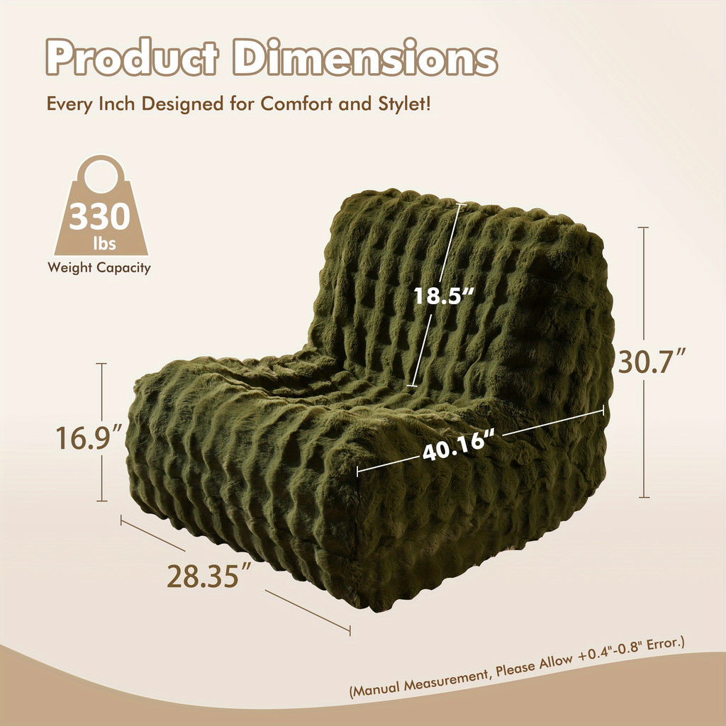 Ultra Soft Lazy Sofa Chair - Bean Bag Chair for Adults, Comfortable Plush Cloud Lounger Chair with Skin-Friendly Fabric, Soft Sponge, Anti-Slip Bottom, Nordic Minimalist Design Leisure Chair for Living Room, Bedroom, Apartment