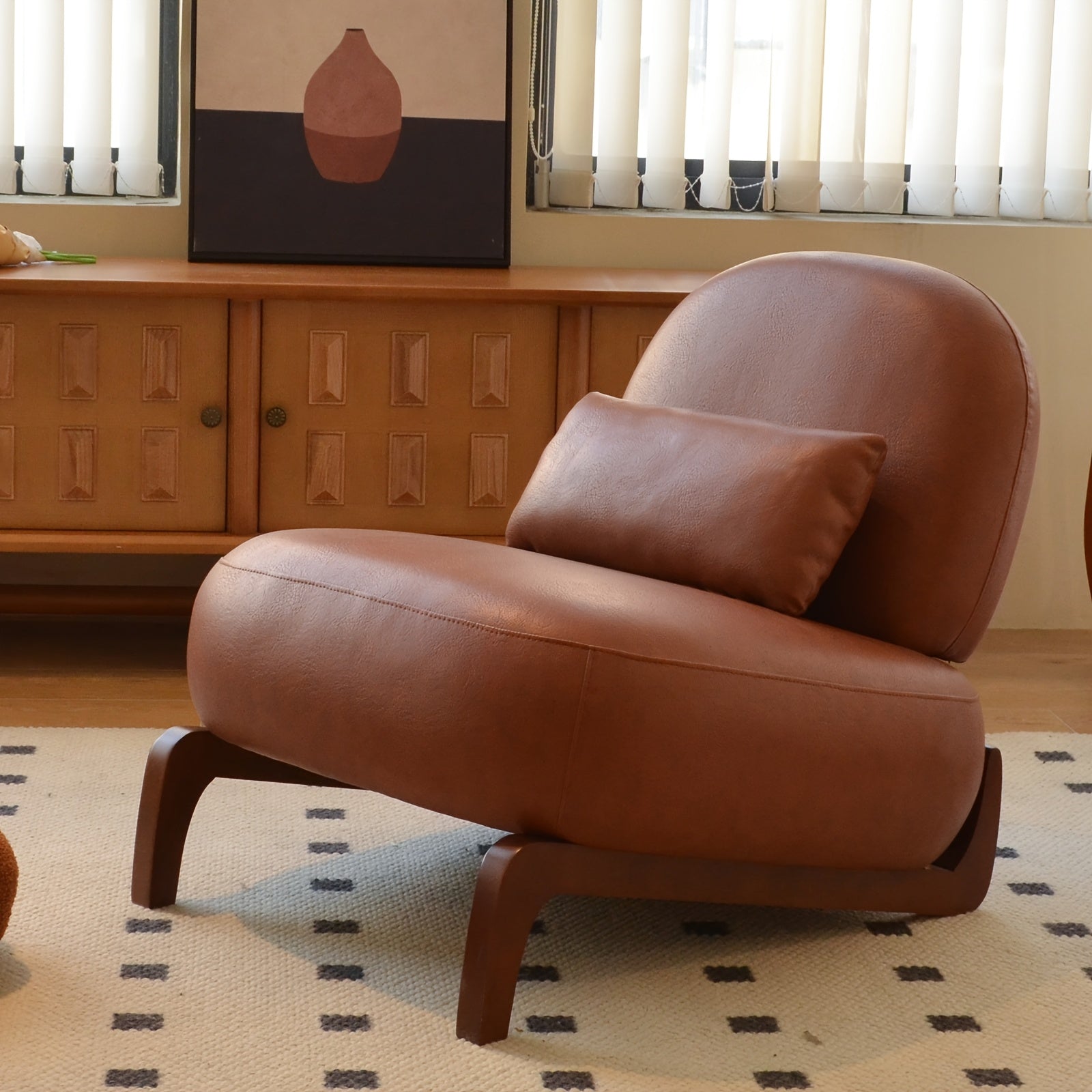 Morden Accent Chair with Solid Wood Legs, Velvet Living Room Chair with Soft Cushion, Cozy Bedroom Chair, Comfy Armless Reading Chair for Apartment, Waiting Room, Balcony