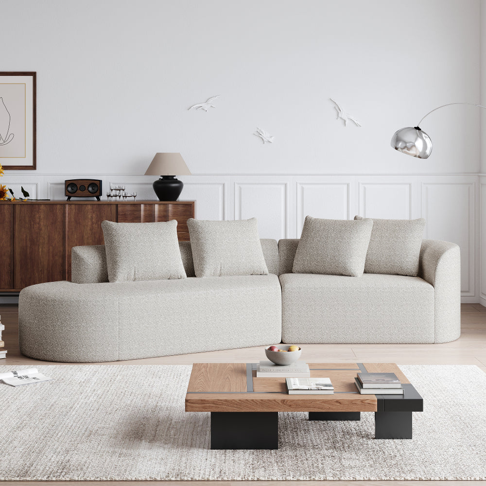 Modern Chenille Sectional Sofa - Oversized 112-Inch Curved Cloud Couch with 4-Seating, Extra-Wide & Deep Seat, Foam-Padded, Easy Assembly (Some steps), Modular Design Suitable for Living Room, Bedroom - No Wood Frame, Assembly Recommended