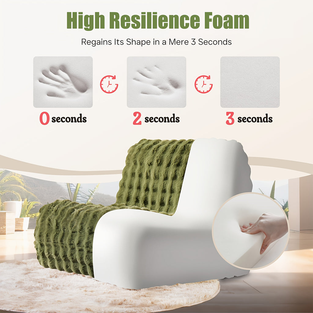 Ultra Soft Lazy Sofa Chair - Bean Bag Chair for Adults, Comfortable Plush Cloud Lounger Chair with Skin-Friendly Fabric, Soft Sponge, Anti-Slip Bottom, Nordic Minimalist Design Leisure Chair for Living Room, Bedroom, Apartment