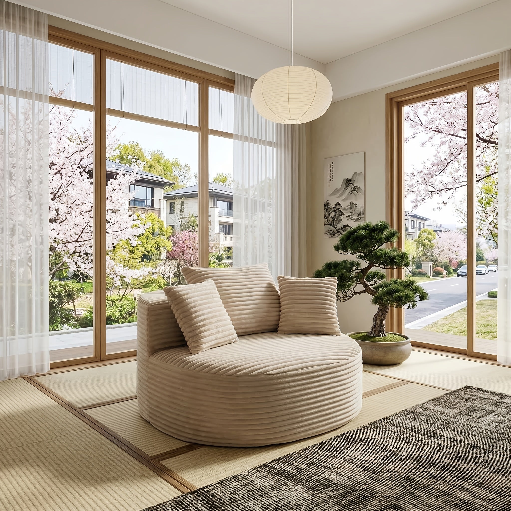 New Arrival: Round Corduroy Single-Seater Sofa. Soft And Comfortable, And Conveniently Vacuum-Packed, This Stylish And Practical Piece Is Perfect for Use in Both Living Rooms And Bedrooms, Making It Suitable for A Wide Variety of Settings