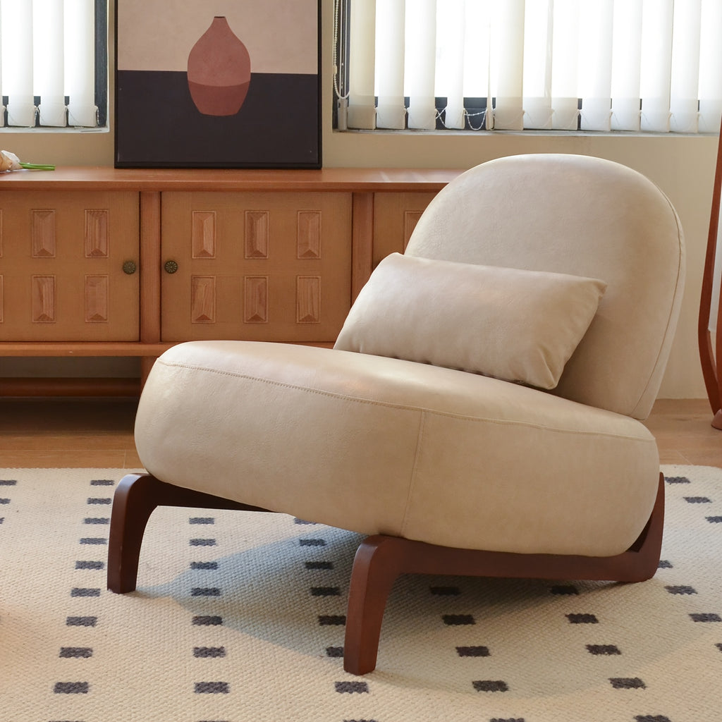 Morden Accent Chair with Solid Wood Legs, Velvet Living Room Chair with Soft Cushion, Cozy Bedroom Chair, Comfy Armless Reading Chair for Apartment, Waiting Room, Balcony