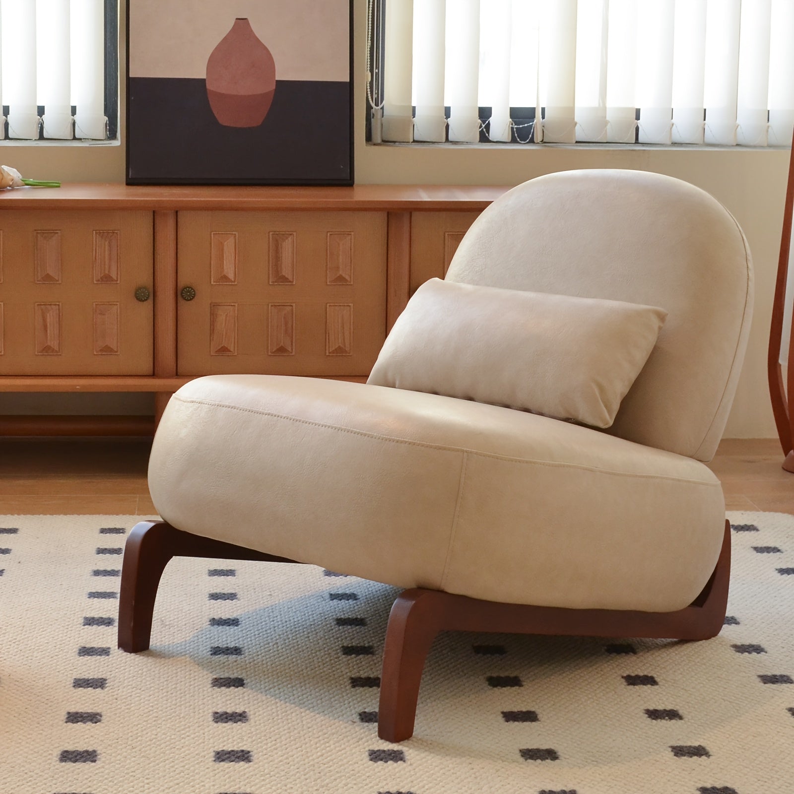 Morden Accent Chair with Solid Wood Legs, Velvet Living Room Chair with Soft Cushion, Cozy Bedroom Chair, Comfy Armless Reading Chair for Apartment, Waiting Room, Balcony