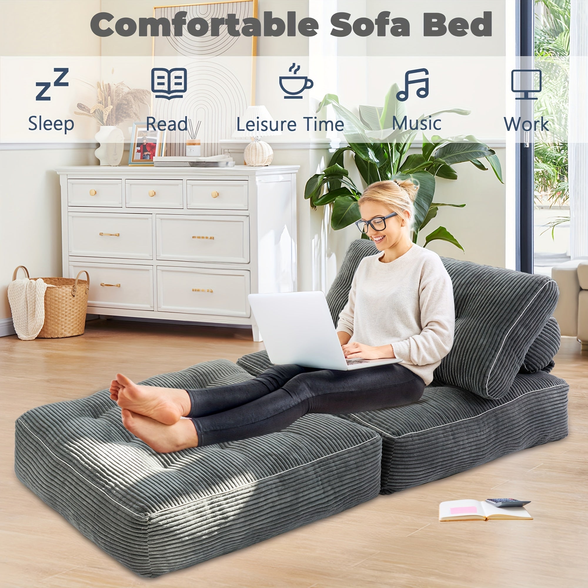 Folding Sofa Bed, Convertible Sleeper Chair for Adults, Folding Sofa Bed Foam Filling Couch with Pillow, Sleeper Chairs Single Size Floor Mattress