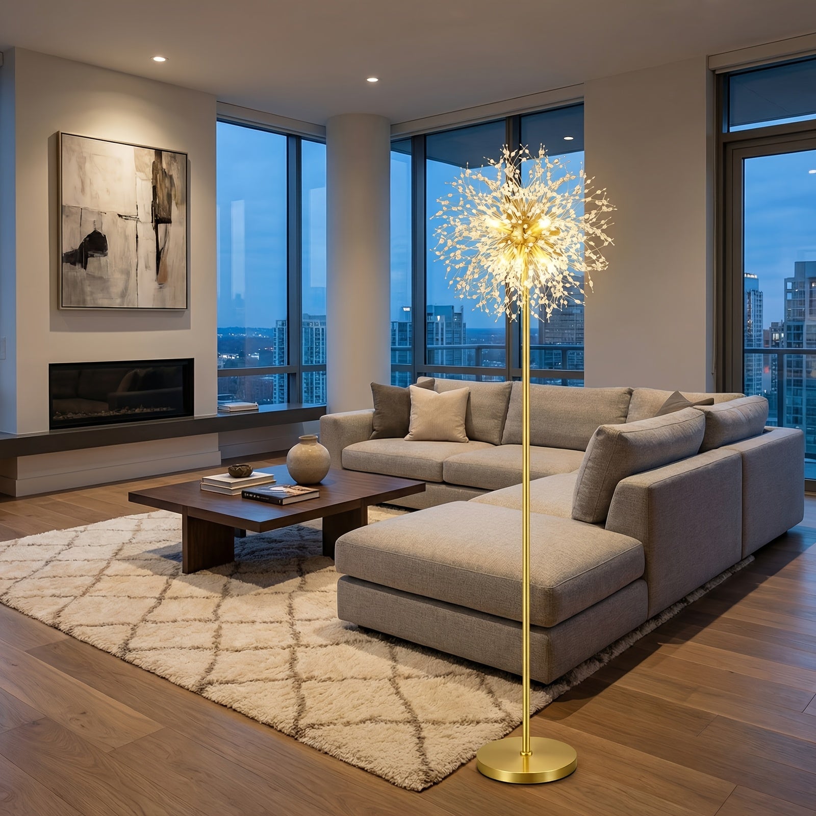 Modern Floor Lamp for Room: Golden Crystal Floor Lamps Tall Elegant Standing Lamp with On-Off Foot Switch - Standing Lamp for Bedroom - Tall Floor Lamp for Office Corner Bulbs,Living Room Floor Lamp, Gift, Festival, Ambient Light, No Included