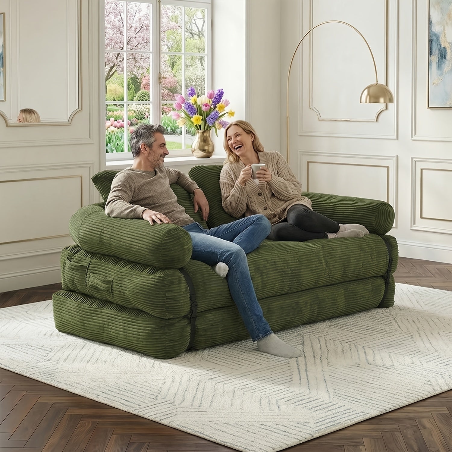 Modern Minimalist Loveseat, Stylish Sofa with High Density Foam, No Assembly, High Elasticity, Ideal for Home Decor, Living Room & Bedroom Furniture