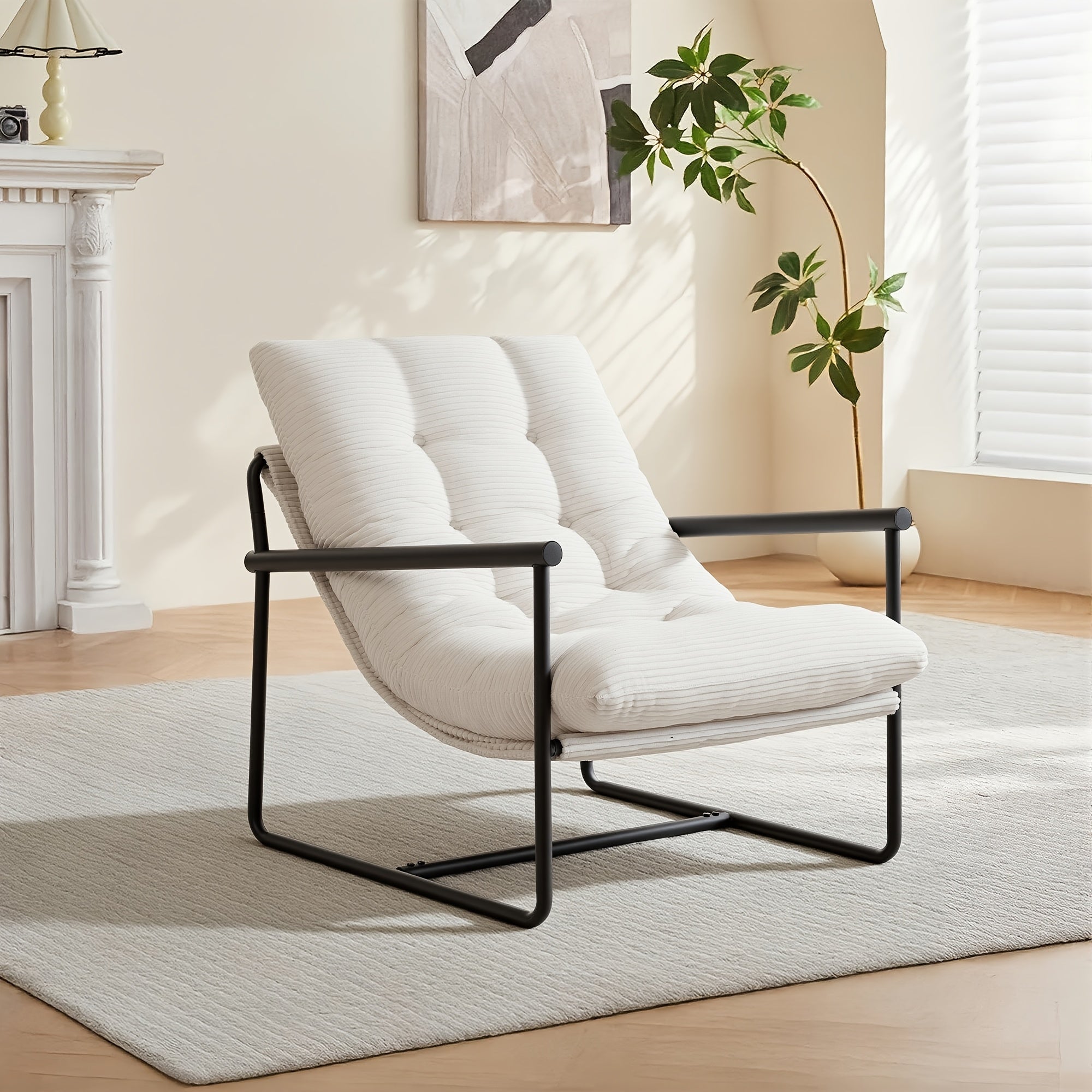 Corduroy Accent Chair, Modern Upholstered Lounge Chair With Sturdy Metal Frame, Comfy Tufted Single Sofa Chair With Multiple Color Options For Living Room Bedroom