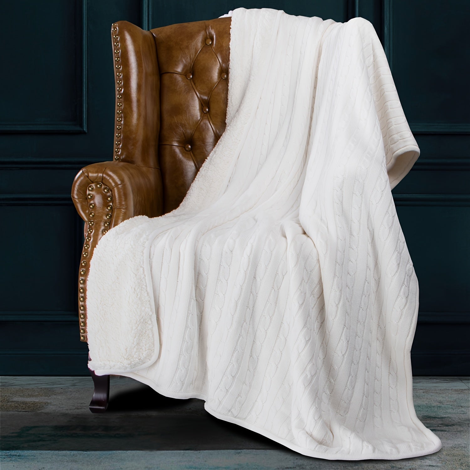 Ultra-Soft Thickened Cable Knit Throw Blanket - Multi-Purpose Warm Fleece Knitted Throw For Bed, Sofa, Travel & Air Conditioning - Skin-Friendly, Extra Cozy, Machine Washable, Comfortable Home Decor