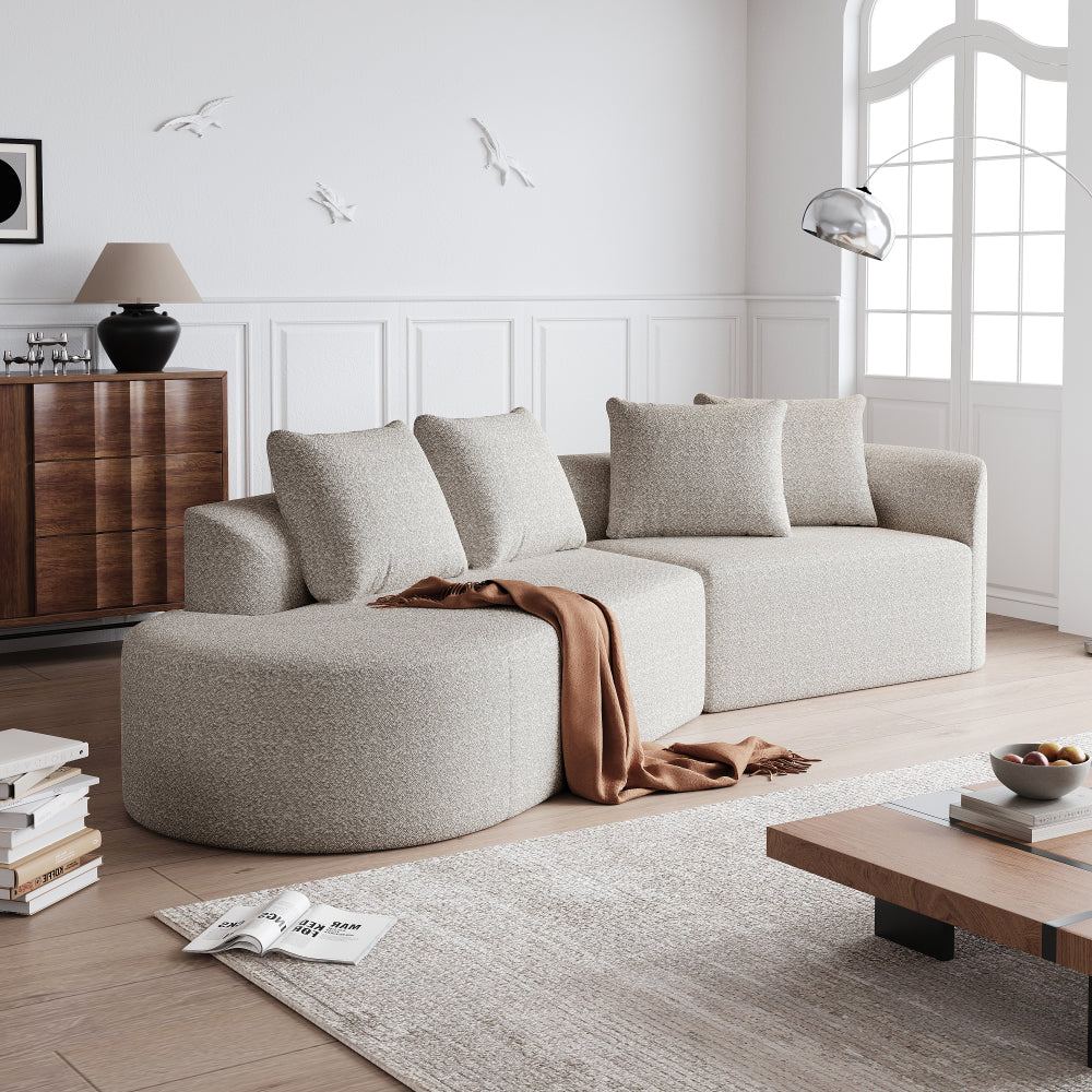 Modern Chenille Sectional Sofa - Oversized 112-Inch Curved Cloud Couch with 4-Seating, Extra-Wide & Deep Seat, Foam-Padded, Easy Assembly (Some steps), Modular Design Suitable for Living Room, Bedroom - No Wood Frame, Assembly Recommended