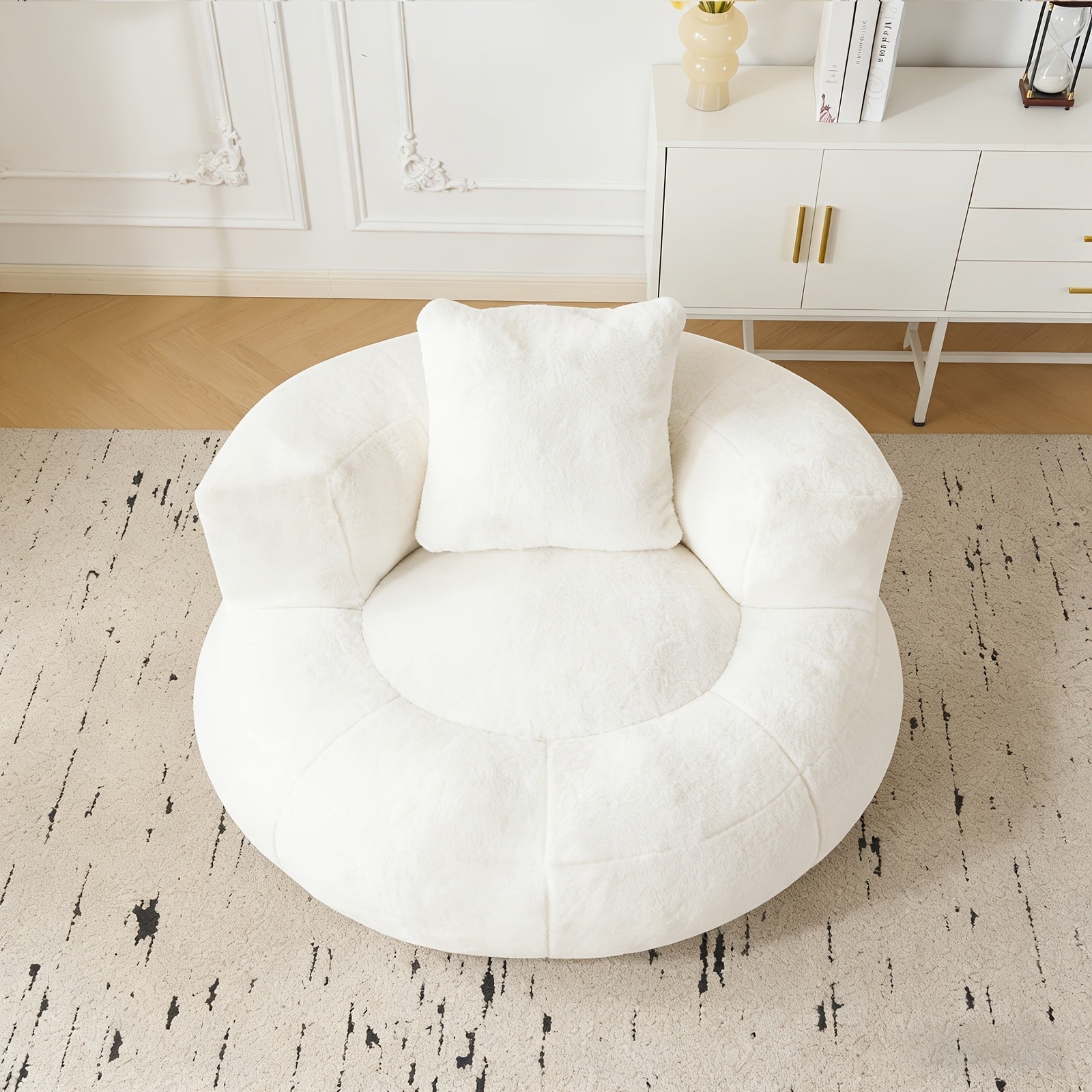 Giant Bean Bag Chair, Oversized Bean Bag Sofa with Armrests, Cozy Reading Chair Filled with High-Density Foam, Ultra Soft Fluffy Bean Bag Chair for Living Room, Bedroom, Dorm, Adults & Family