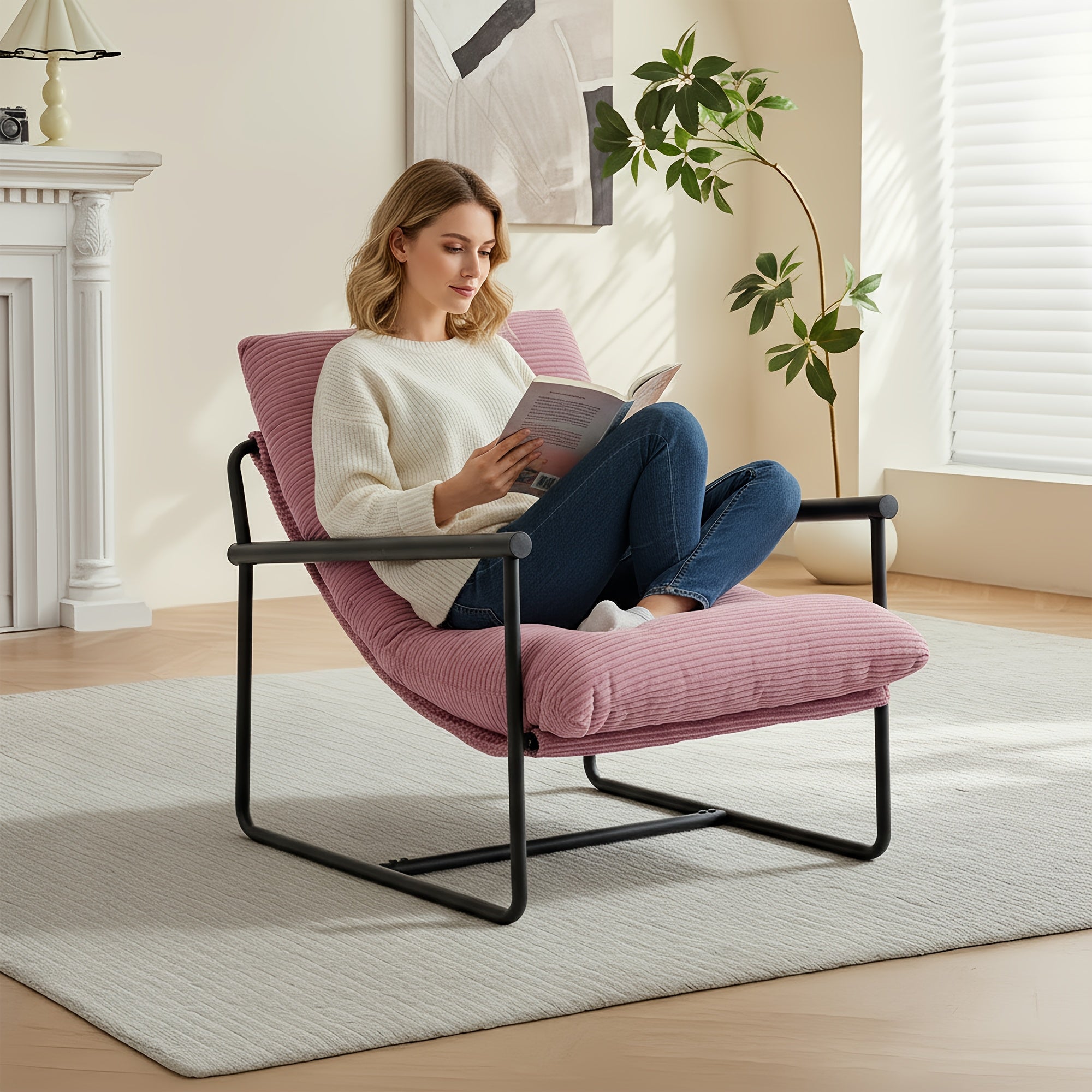 Corduroy Accent Chair, Modern Upholstered Lounge Chair With Sturdy Metal Frame, Comfy Tufted Single Sofa Chair With Multiple Color Options For Living Room Bedroom