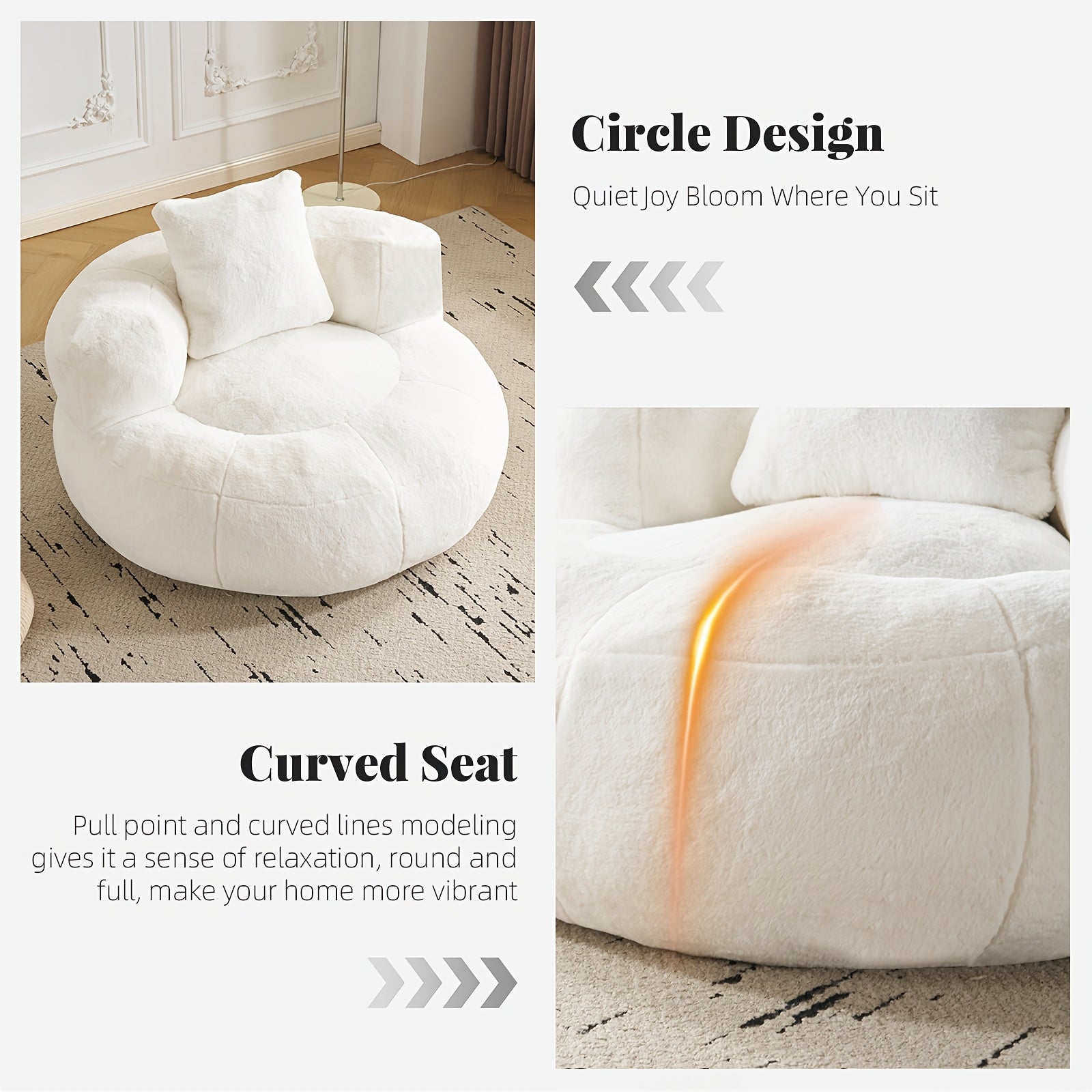 Giant Bean Bag Chair, Oversized Bean Bag Sofa with Armrests, Cozy Reading Chair Filled with High-Density Foam, Ultra Soft Fluffy Bean Bag Chair for Living Room, Bedroom, Dorm, Adults & Family