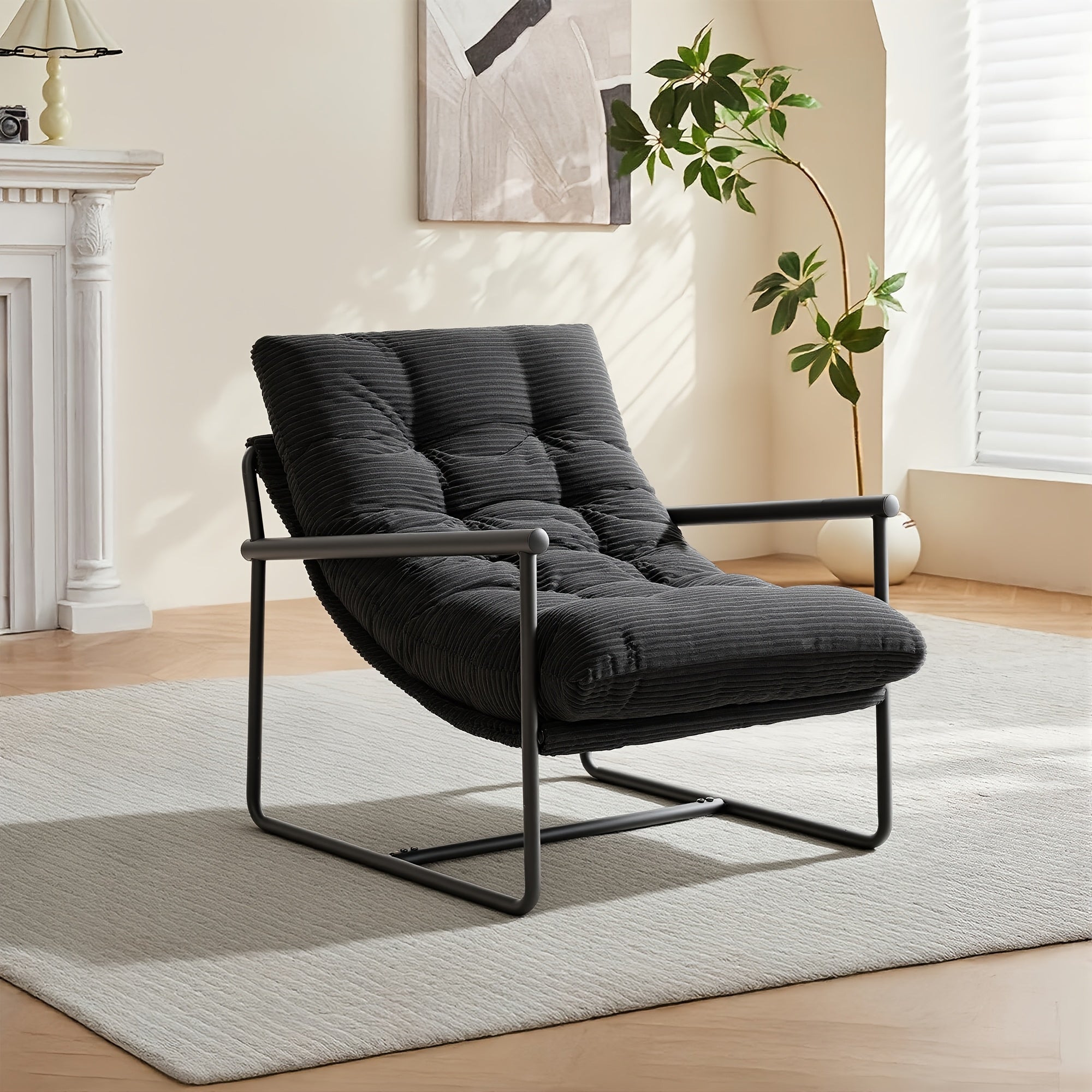 Corduroy Accent Chair, Modern Upholstered Lounge Chair With Sturdy Metal Frame, Comfy Tufted Single Sofa Chair With Multiple Color Options For Living Room Bedroom