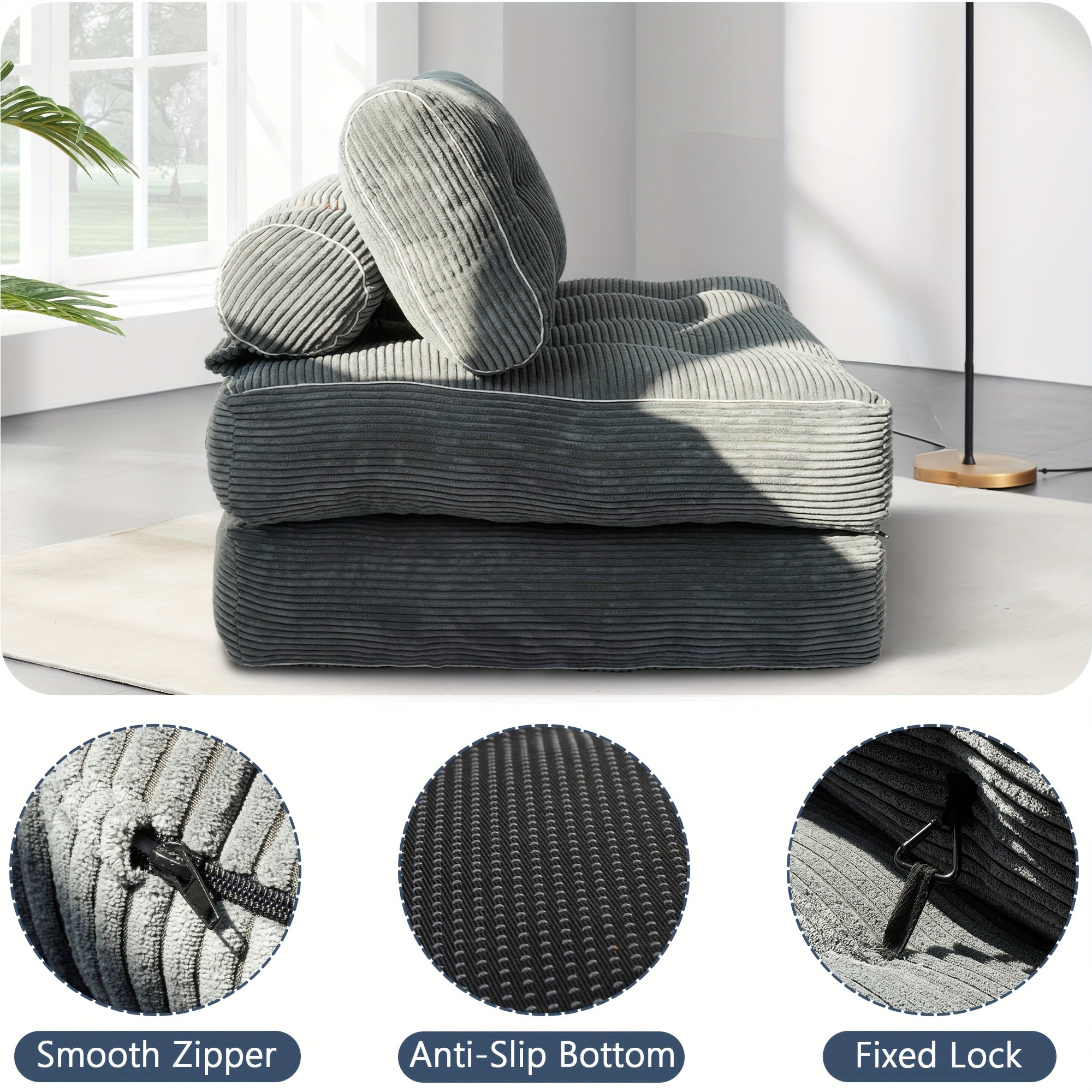 Folding Sofa Bed, Convertible Sleeper Chair for Adults, Folding Sofa Bed Foam Filling Couch with Pillow, Sleeper Chairs Single Size Floor Mattress