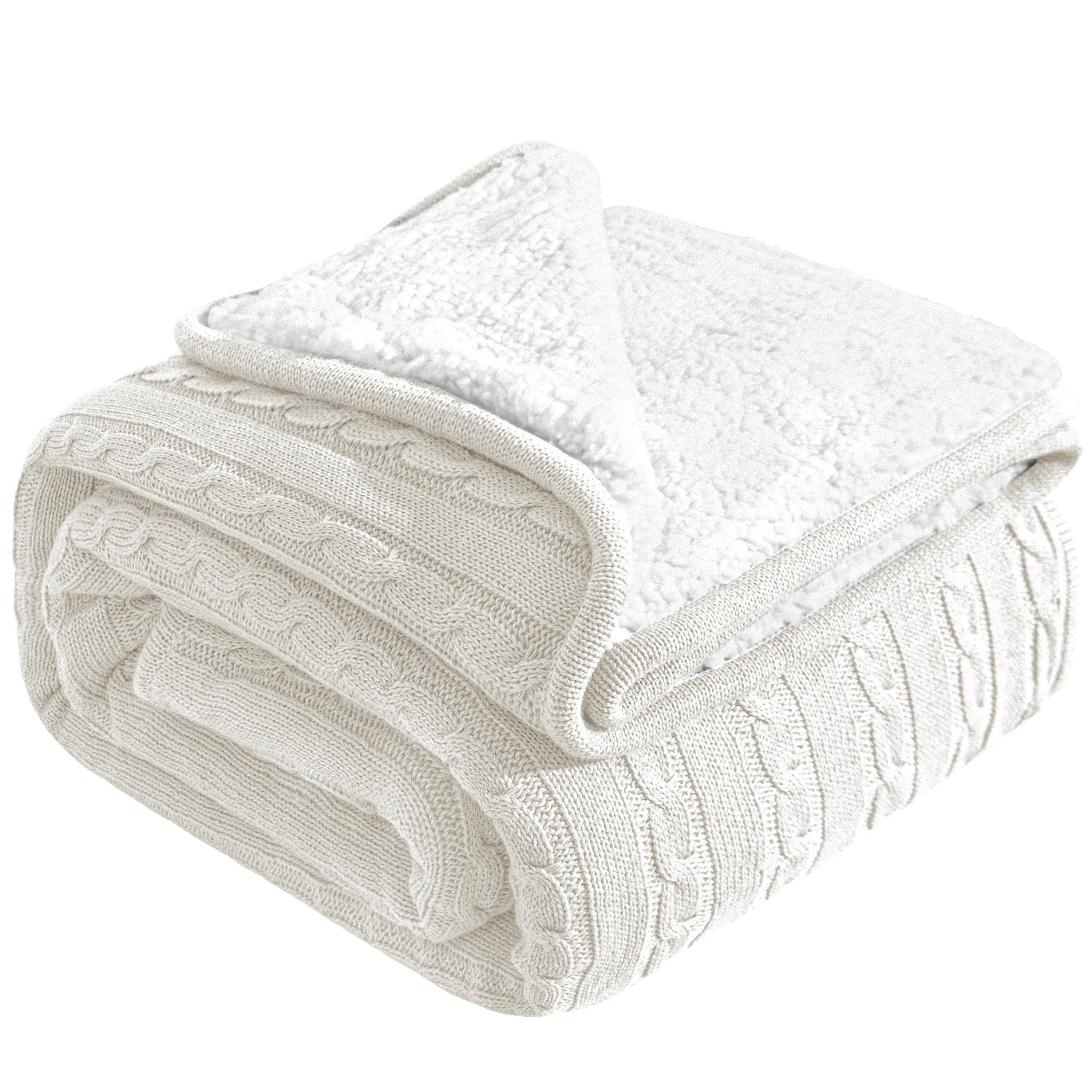 Ultra-Soft Thickened Cable Knit Throw Blanket - Multi-Purpose Warm Fleece Knitted Throw For Bed, Sofa, Travel & Air Conditioning - Skin-Friendly, Extra Cozy, Machine Washable, Comfortable Home Decor