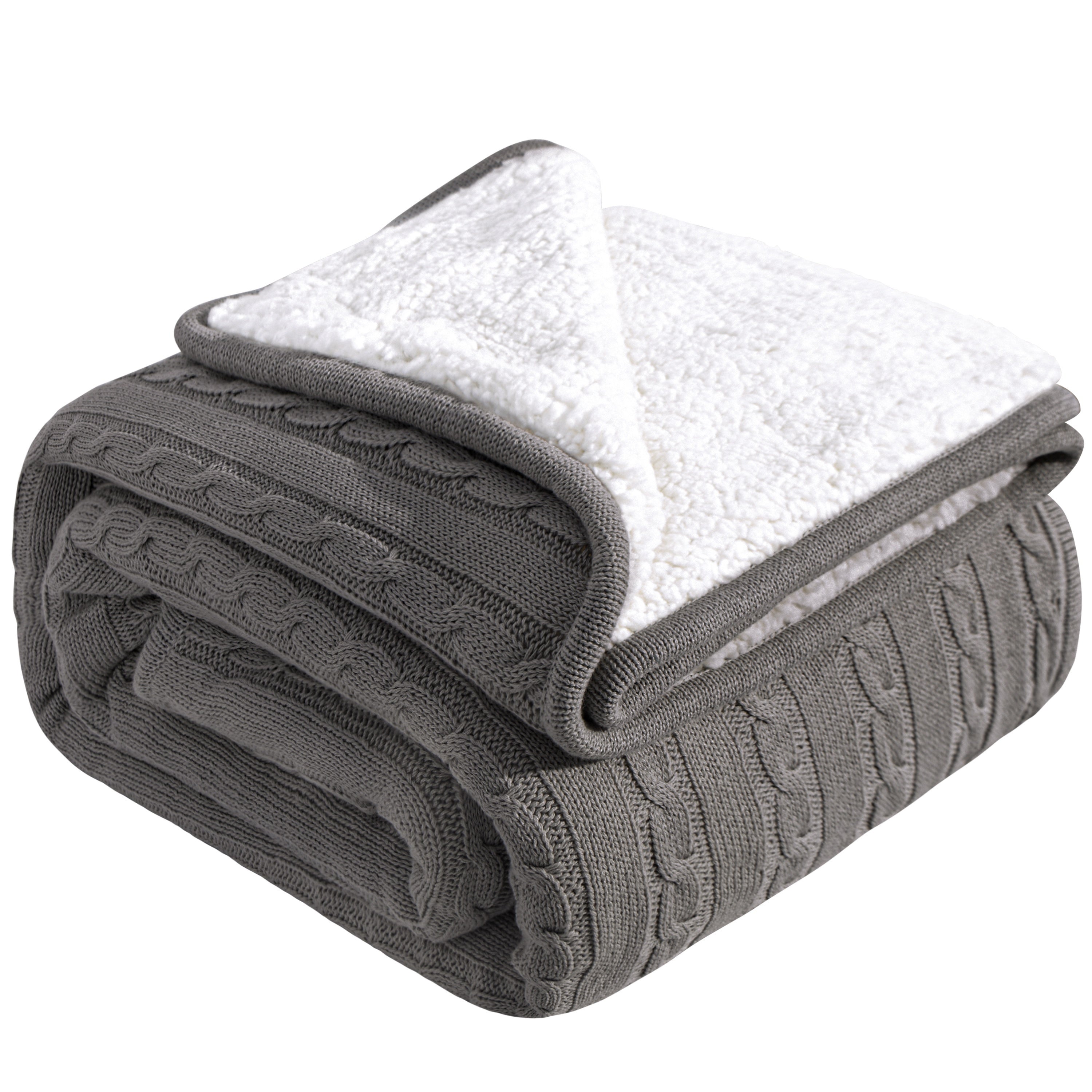 Ultra-Soft Thickened Cable Knit Throw Blanket - Multi-Purpose Warm Fleece Knitted Throw For Bed, Sofa, Travel & Air Conditioning - Skin-Friendly, Extra Cozy, Machine Washable, Comfortable Home Decor