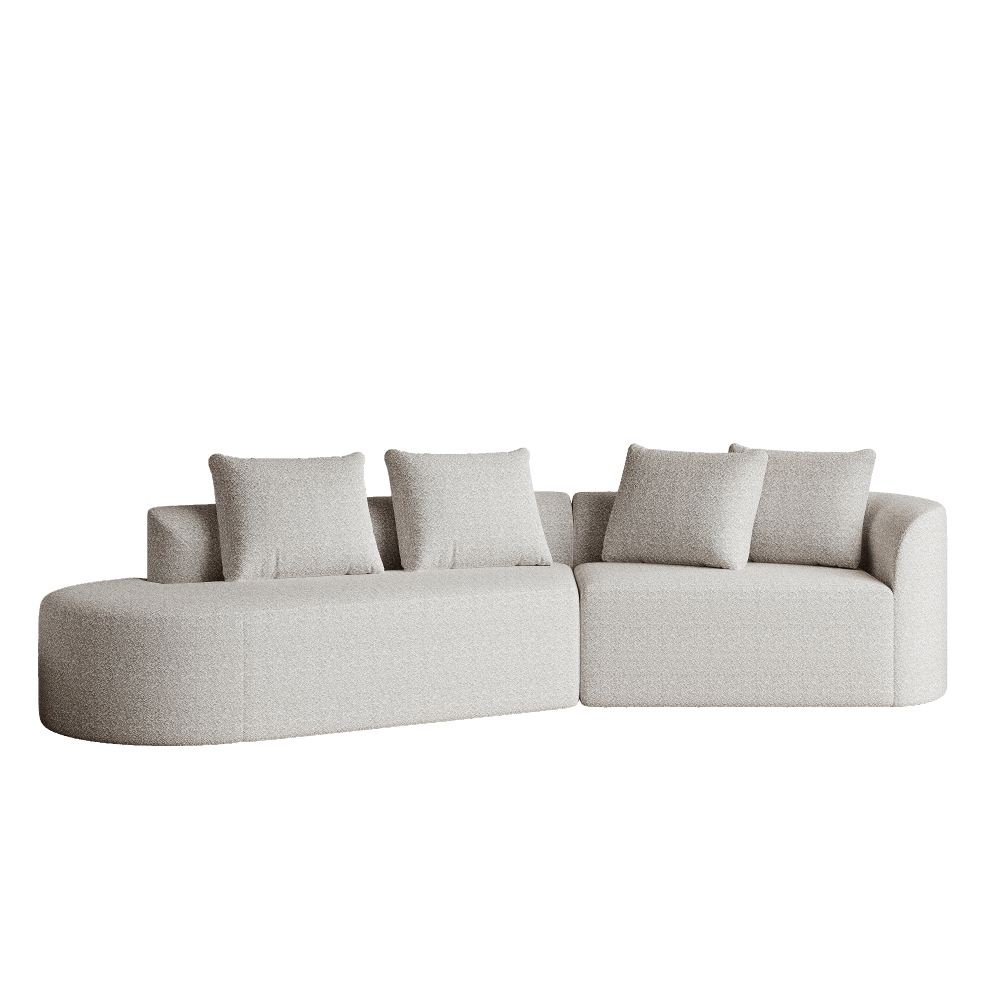 Modern Chenille Sectional Sofa - Oversized 112-Inch Curved Cloud Couch with 4-Seating, Extra-Wide & Deep Seat, Foam-Padded, Easy Assembly (Some steps), Modular Design Suitable for Living Room, Bedroom - No Wood Frame, Assembly Recommended