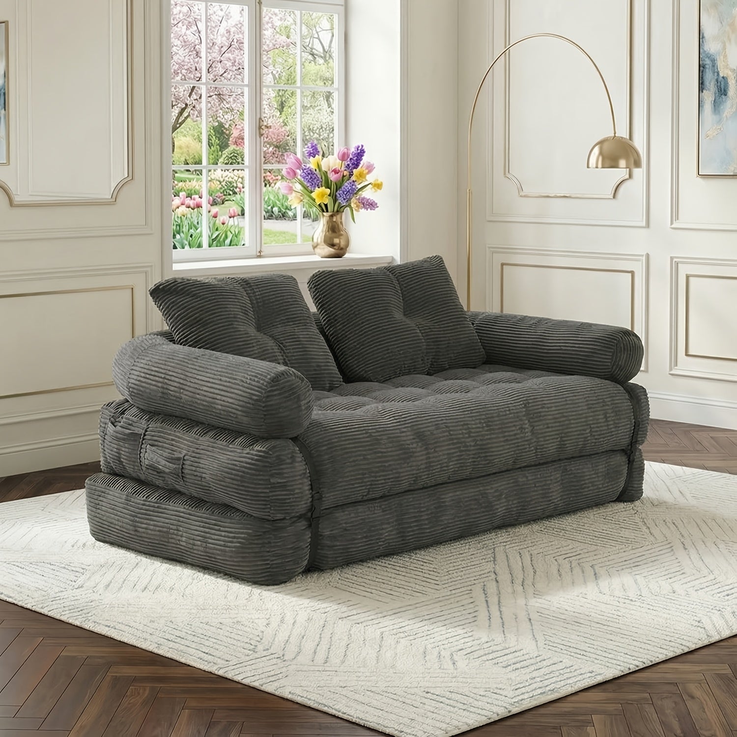 Modern Minimalist Loveseat, Stylish Sofa with High Density Foam, No Assembly, High Elasticity, Ideal for Home Decor, Living Room & Bedroom Furniture