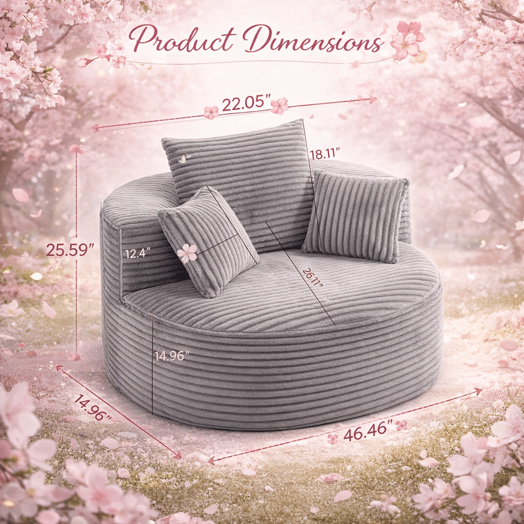 New Arrival: Round Corduroy Single-Seater Sofa. Soft And Comfortable, And Conveniently Vacuum-Packed, This Stylish And Practical Piece Is Perfect for Use in Both Living Rooms And Bedrooms, Making It Suitable for A Wide Variety of Settings