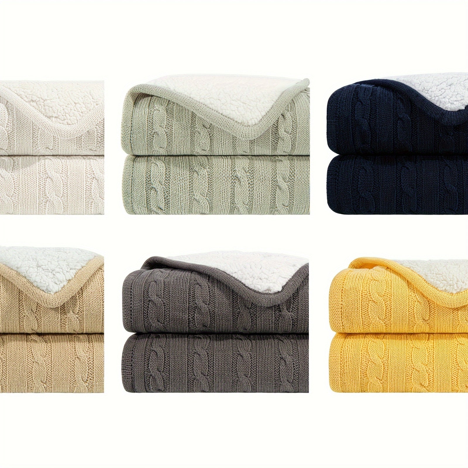 Ultra-Soft Thickened Cable Knit Throw Blanket - Multi-Purpose Warm Fleece Knitted Throw For Bed, Sofa, Travel & Air Conditioning - Skin-Friendly, Extra Cozy, Machine Washable, Comfortable Home Decor