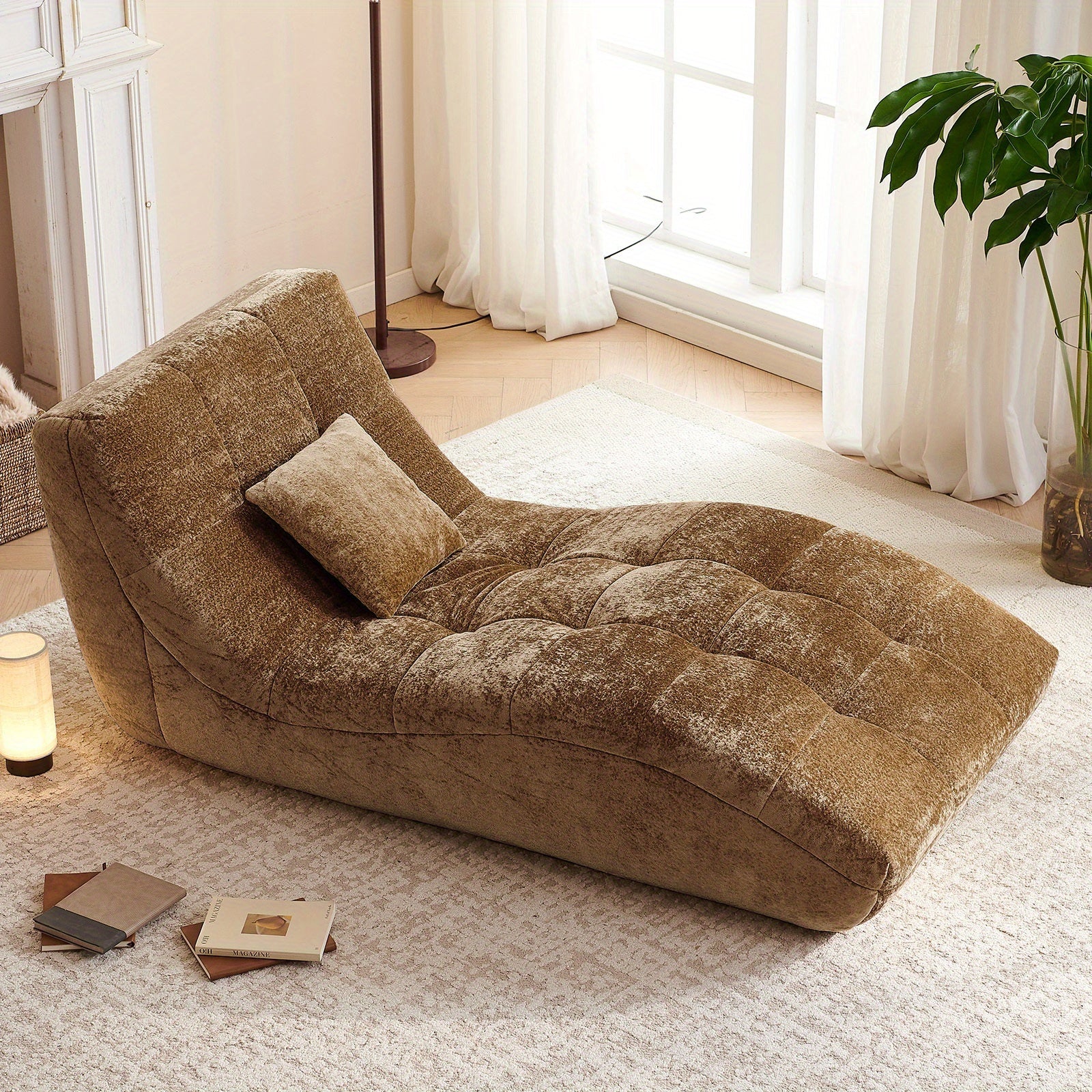 A Single Seat Sofa Designed for Yoga And Relaxation, Featuring an Armless Platform Style. This Easy, Comfortable Sofa Is Perfect for Floor Use And Is Ideal for Reading And Leisure Activities. It Comes with Integrated Compression Sponge for Added Com