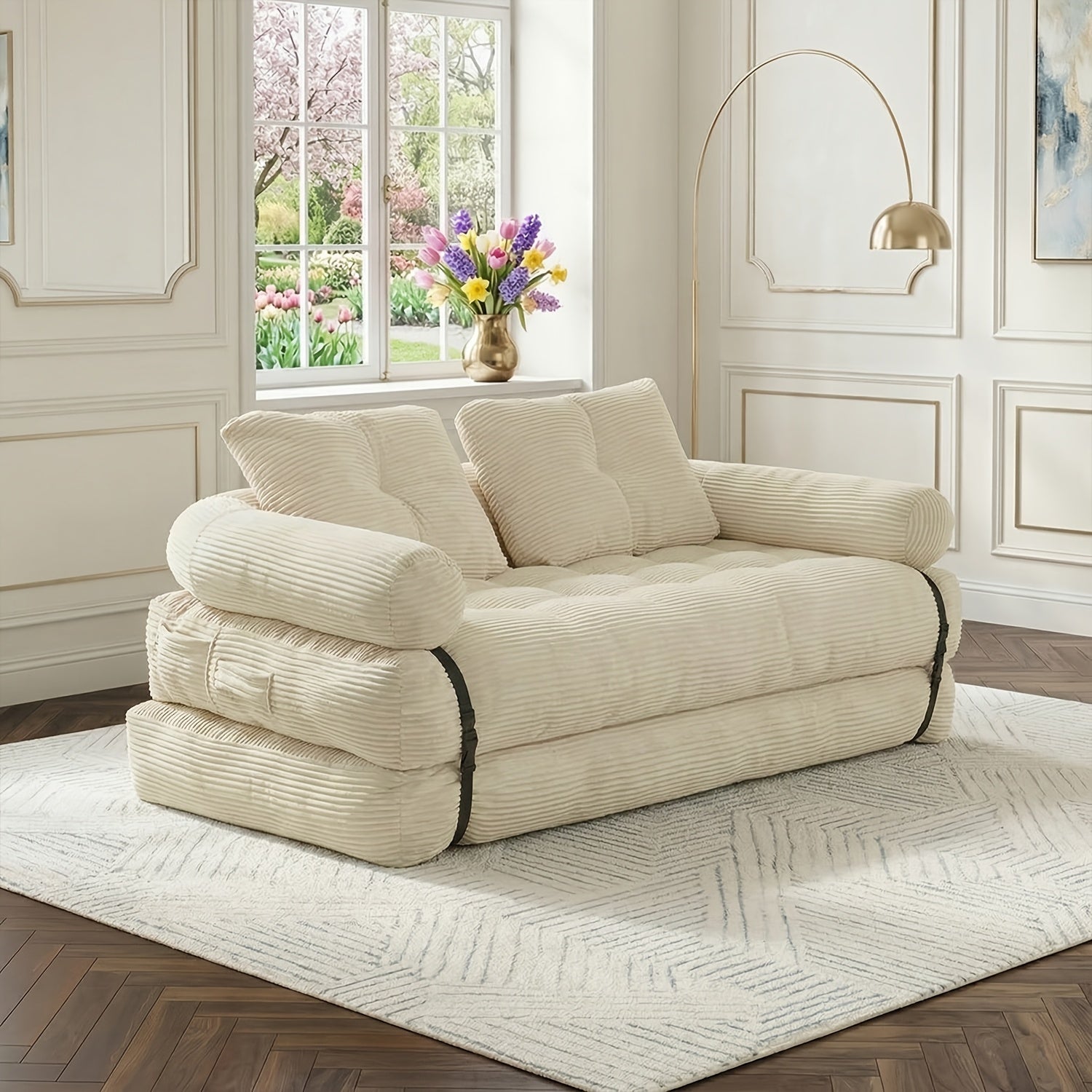 Modern Minimalist Loveseat, Stylish Sofa with High Density Foam, No Assembly, High Elasticity, Ideal for Home Decor, Living Room & Bedroom Furniture