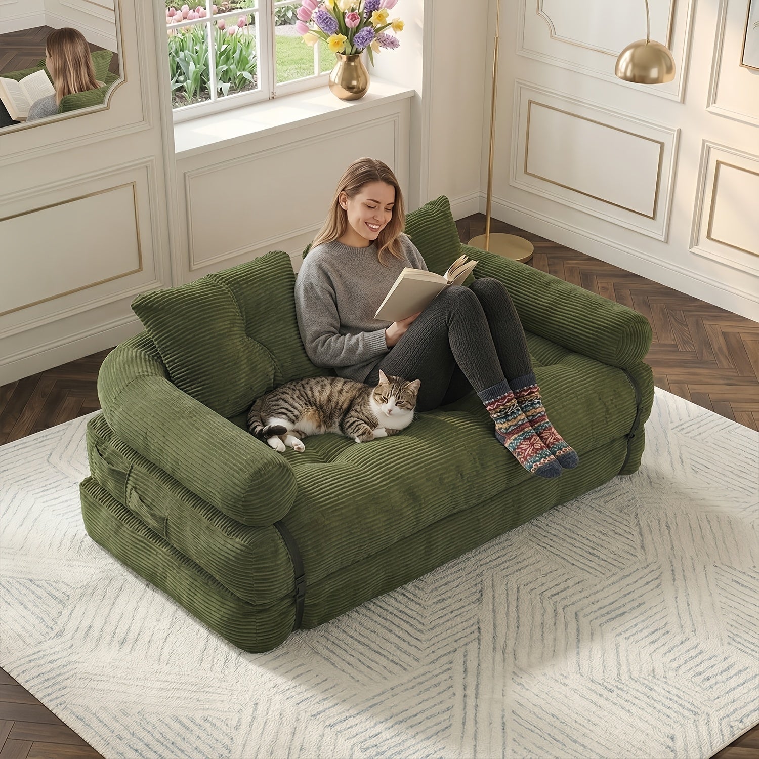 Modern Minimalist Loveseat, Stylish Sofa with High Density Foam, No Assembly, High Elasticity, Ideal for Home Decor, Living Room & Bedroom Furniture