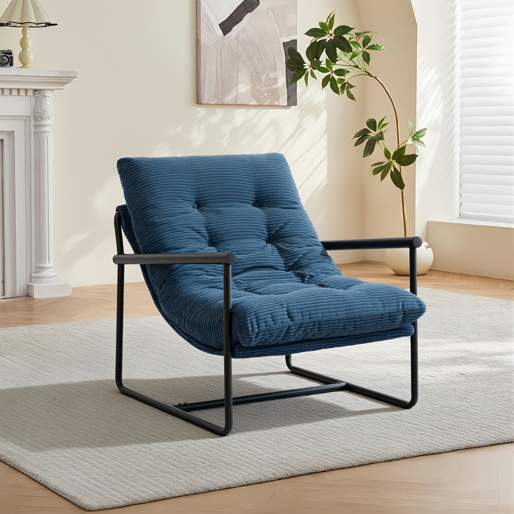 Corduroy Accent Chair, Modern Upholstered Lounge Chair With Sturdy Metal Frame, Comfy Tufted Single Sofa Chair With Multiple Color Options For Living Room Bedroom