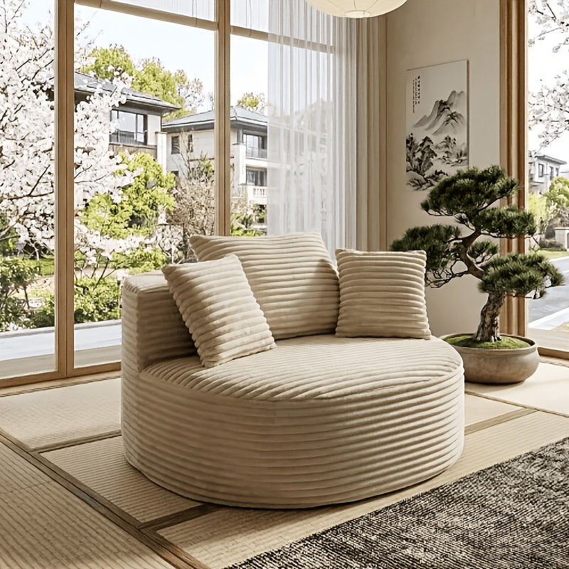 New Arrival: Round Corduroy Single-Seater Sofa. Soft And Comfortable, And Conveniently Vacuum-Packed, This Stylish And Practical Piece Is Perfect for Use in Both Living Rooms And Bedrooms, Making It Suitable for A Wide Variety of Settings