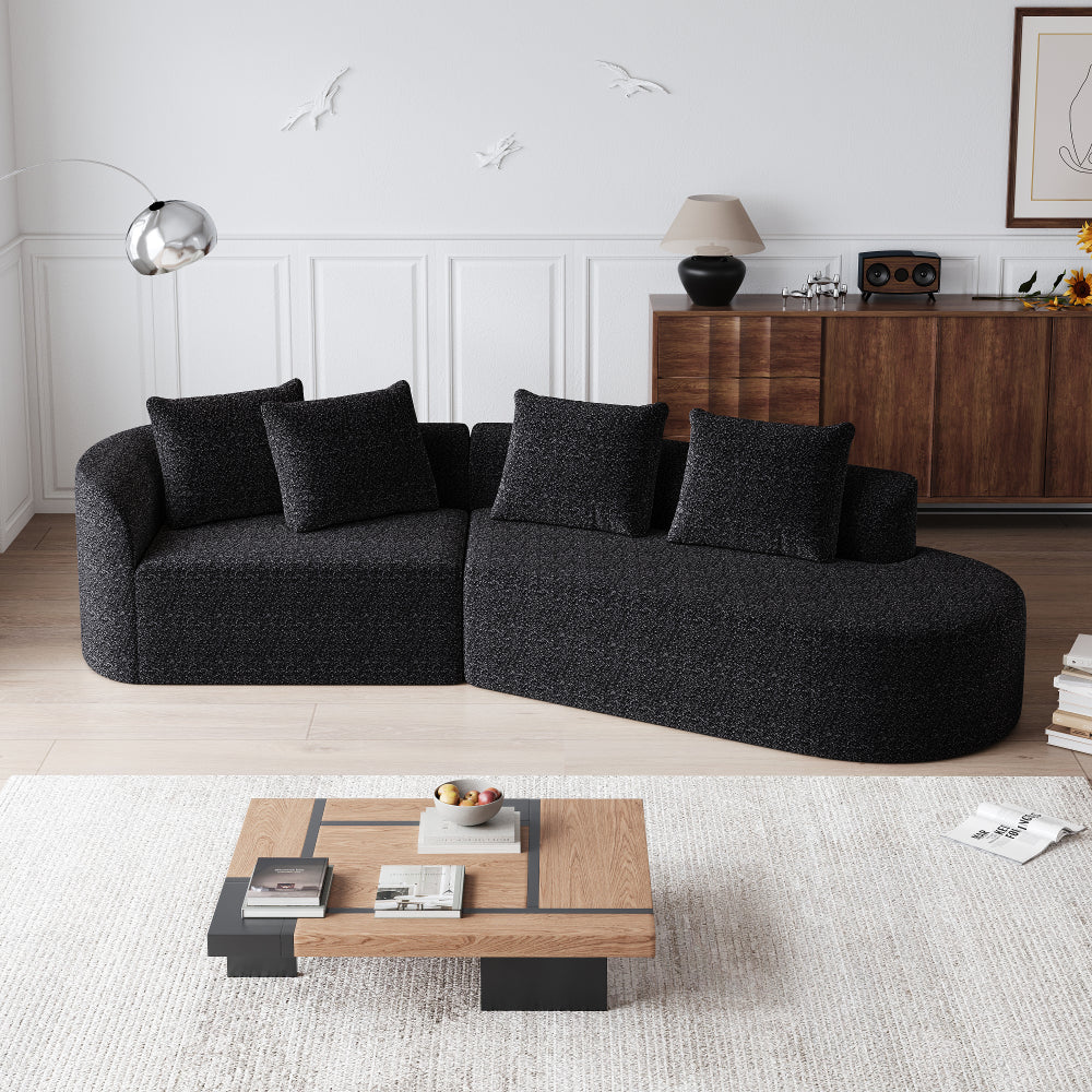 Modern Chenille Sectional Sofa - Oversized 112-Inch Curved Cloud Couch with 4-Seating, Extra-Wide & Deep Seat, Foam-Padded, Easy Assembly (Some steps), Modular Design Suitable for Living Room, Bedroom - No Wood Frame, Assembly Recommended