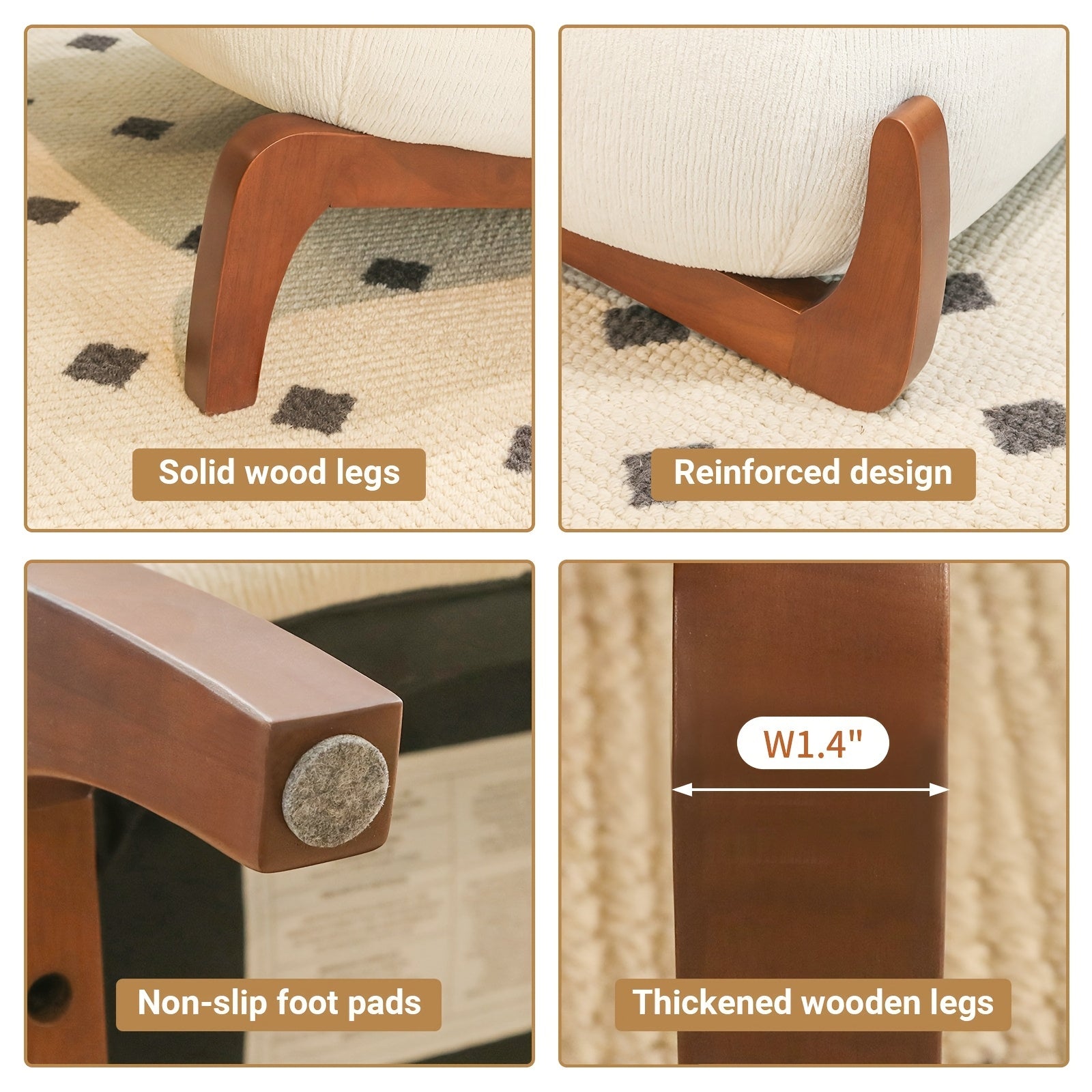 Morden Accent Chair with Solid Wood Legs, Velvet Living Room Chair with Soft Cushion, Cozy Bedroom Chair, Comfy Armless Reading Chair for Apartment, Waiting Room, Balcony