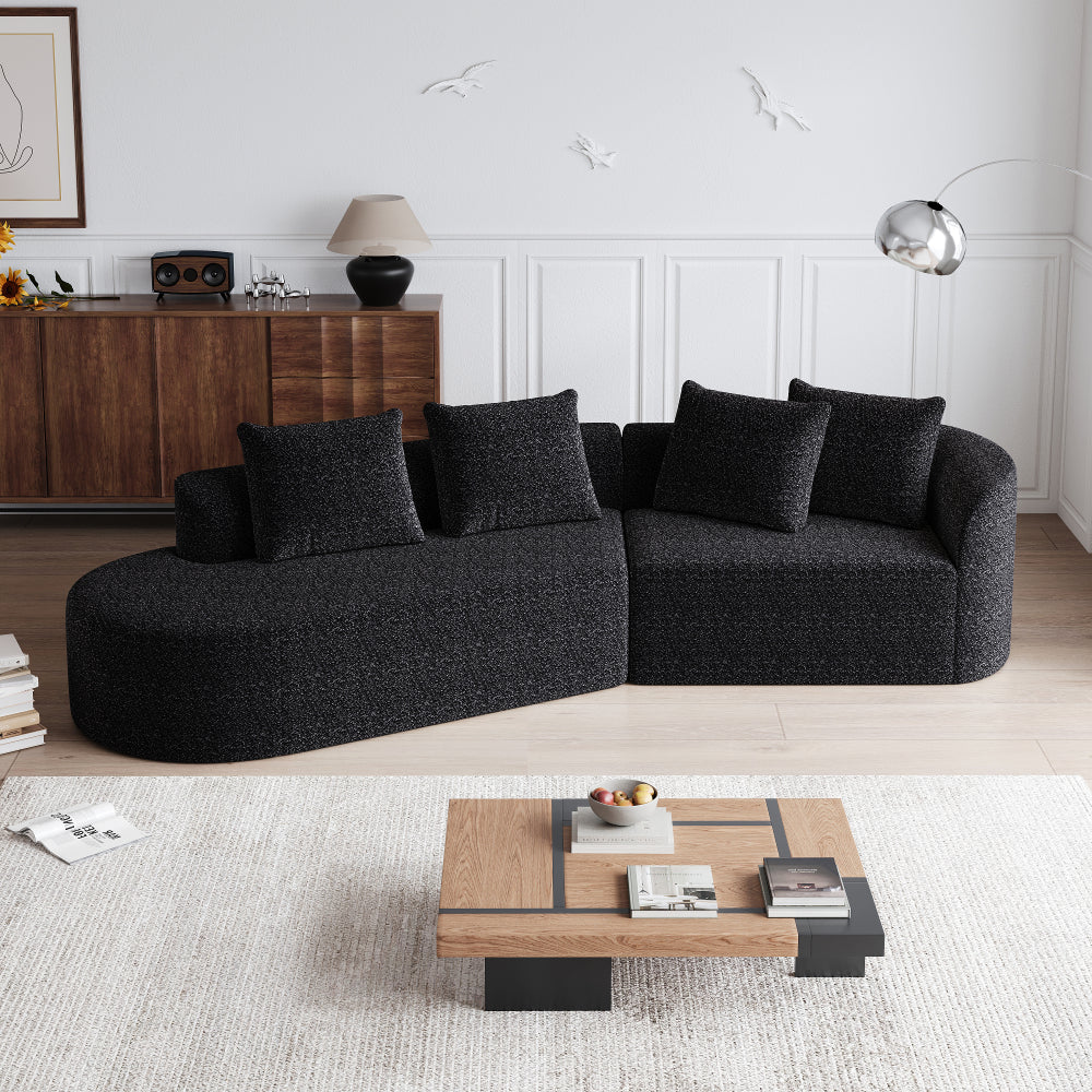 Modern Chenille Sectional Sofa - Oversized 112-Inch Curved Cloud Couch with 4-Seating, Extra-Wide & Deep Seat, Foam-Padded, Easy Assembly (Some steps), Modular Design Suitable for Living Room, Bedroom - No Wood Frame, Assembly Recommended