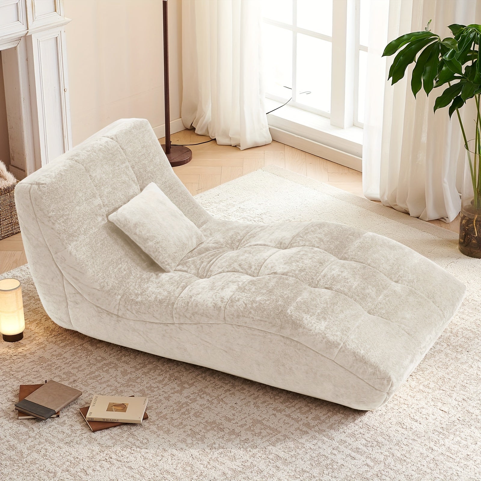 A Single Seat Sofa Designed for Yoga And Relaxation, Featuring an Armless Platform Style. This Easy, Comfortable Sofa Is Perfect for Floor Use And Is Ideal for Reading And Leisure Activities. It Comes with Integrated Compression Sponge for Added Com