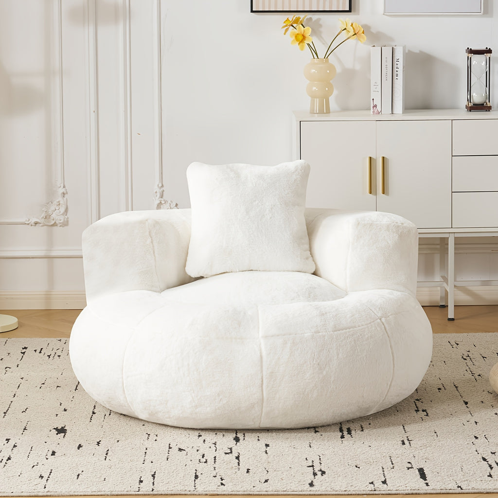 Giant Bean Bag Chair, Oversized Bean Bag Sofa with Armrests, Cozy Reading Chair Filled with High-Density Foam, Ultra Soft Fluffy Bean Bag Chair for Living Room, Bedroom, Dorm, Adults & Family