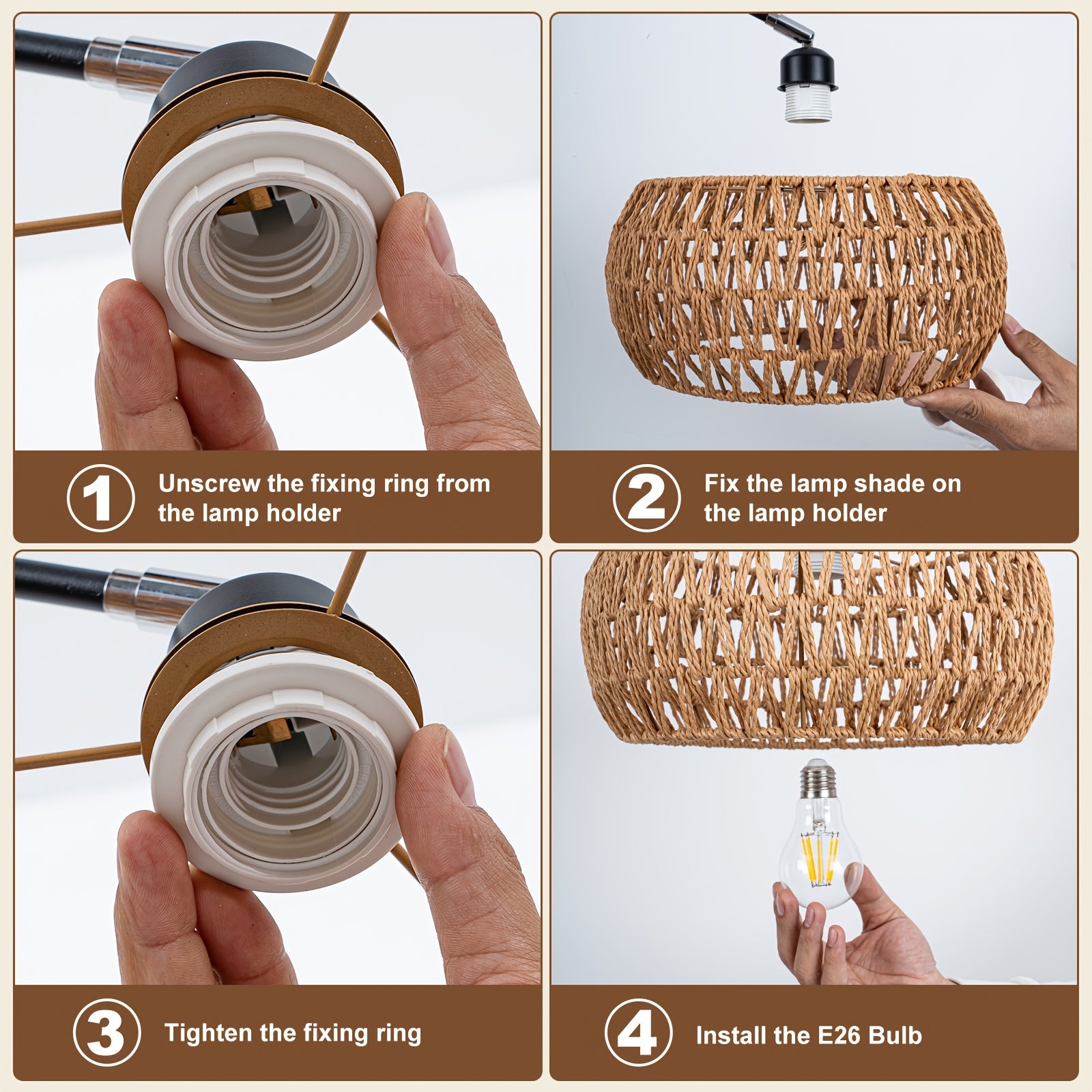 80-inch Jute Rope Curved Floor Lamp E26 Socket Translucent Jute Shade Weighted Base Adjustable Height Adjustable Angle Black Floor Lamp for Living Room, Bedroom, Study, Office (Bulb Not Included)