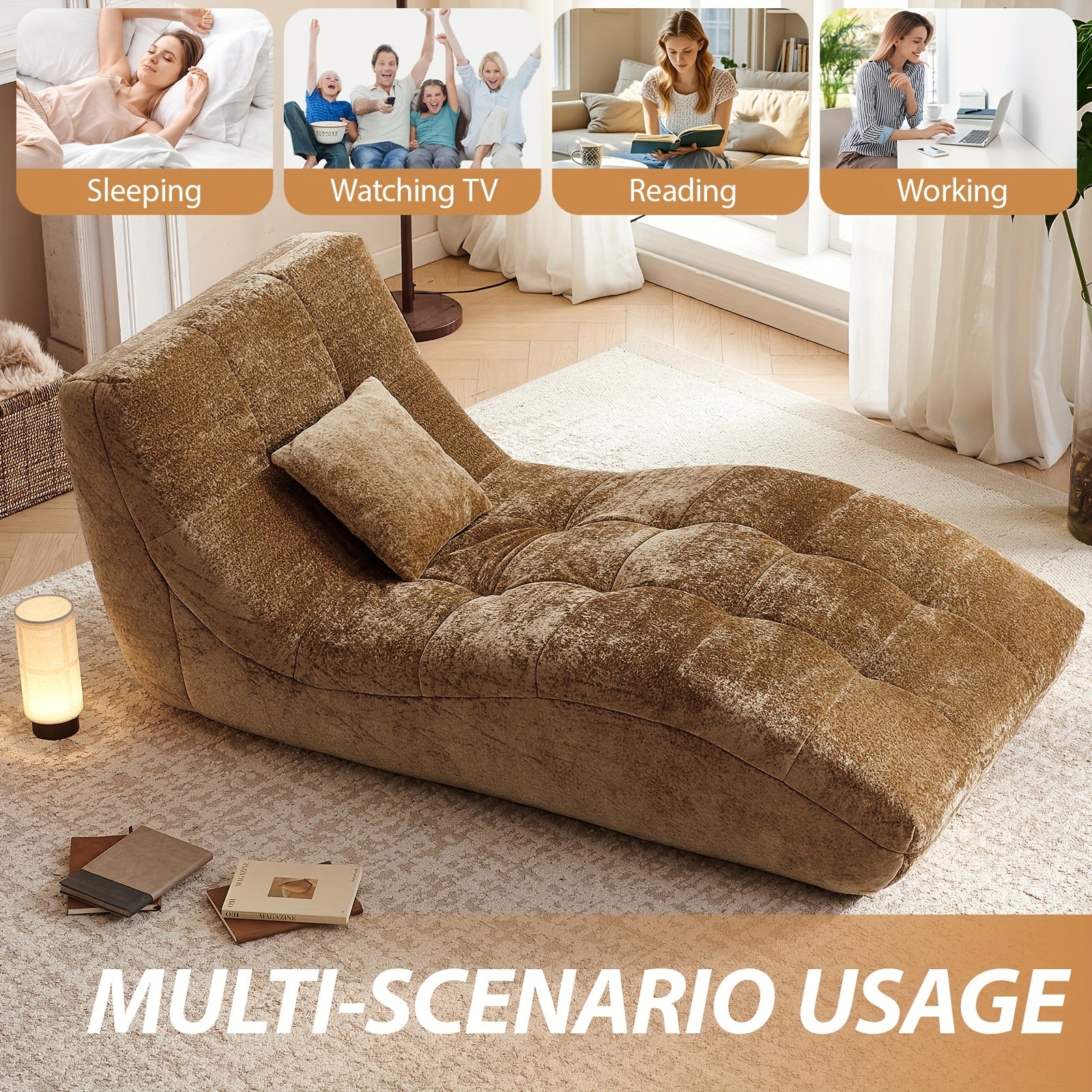 A Single Seat Sofa Designed for Yoga And Relaxation, Featuring an Armless Platform Style. This Easy, Comfortable Sofa Is Perfect for Floor Use And Is Ideal for Reading And Leisure Activities. It Comes with Integrated Compression Sponge for Added Com