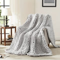 Chunky Blanket Throw, 100% Hand Chenille Throw Blanket for Sofa & Home Decor, Handmade Thick Cable Crochet Blanket